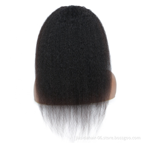Glueless Remy Kinky Straight Fringe Long Brazilian Peruvian Wigs Machine Made U Part 100% Virgin Human Hair Wigs